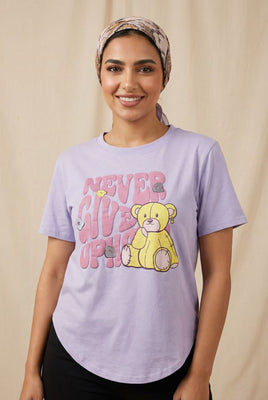 Curved Hem Cartoon Print Short-Sleeve Tee (Multiple Styles Available)