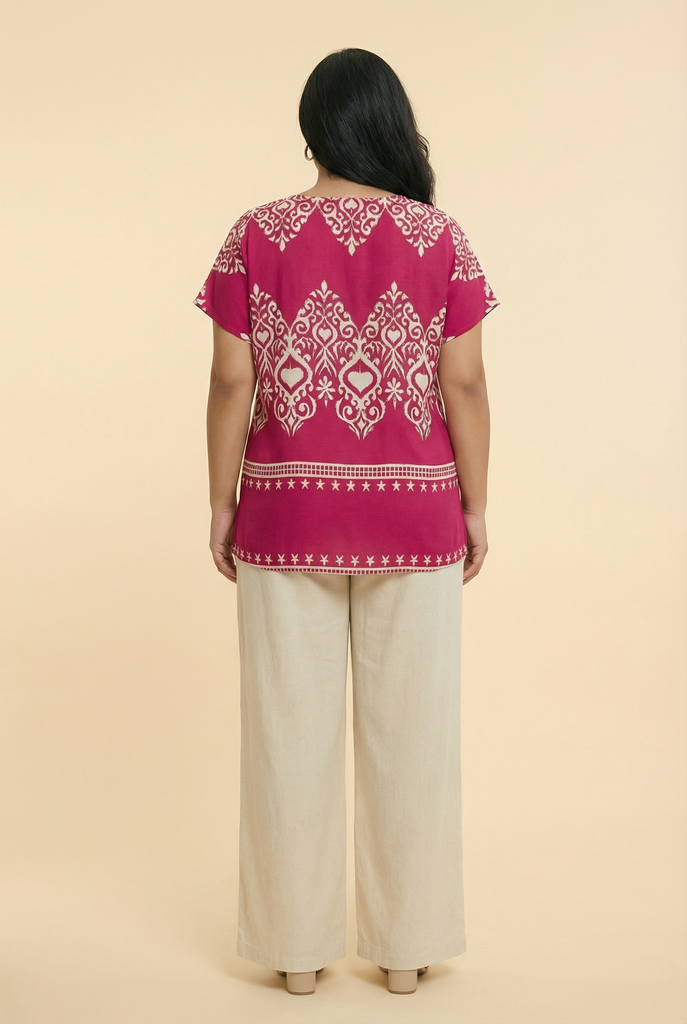 Ikat-Pattern Tunic Blouse (4 Color Options)