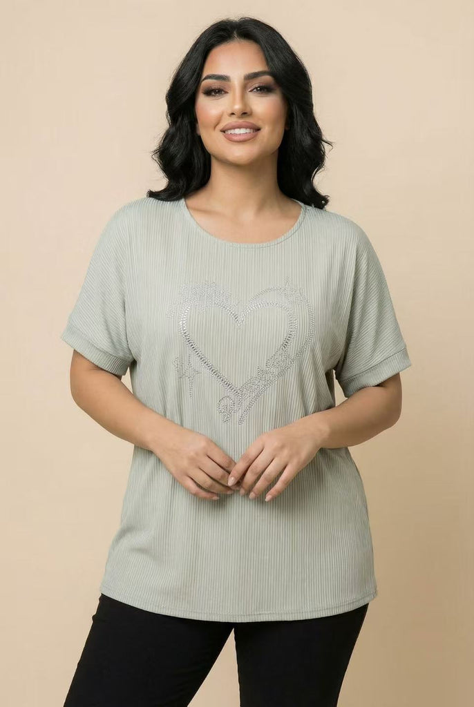 The Rhinestone Embellished Ribbed Dolman Tee (Multi-Color Options)