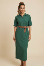 Load image into Gallery viewer, Belted Polo Neck Midi Dress (Multiple Colors Available)