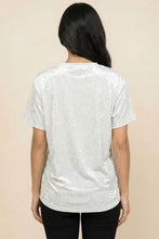 Load image into Gallery viewer, Velvet Bow-Accent Short-Sleeve Top