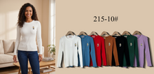 Load image into Gallery viewer, Crew Neck Ribbed Knit Top with Embroidered Motif (Multi-Color &amp; Multi-Pattern Options)
