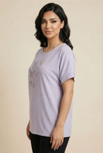 Load image into Gallery viewer, The Delicate Rhinestone Vertical Stripe Crew Neck Tee (Multi-Color Options)