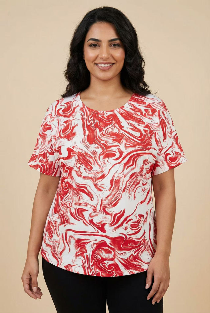 Marble Swirl Print Short-Sleeve Tee