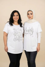 Load image into Gallery viewer, Rhinestone &amp; Lace-Appliqué Short-Sleeve Tee