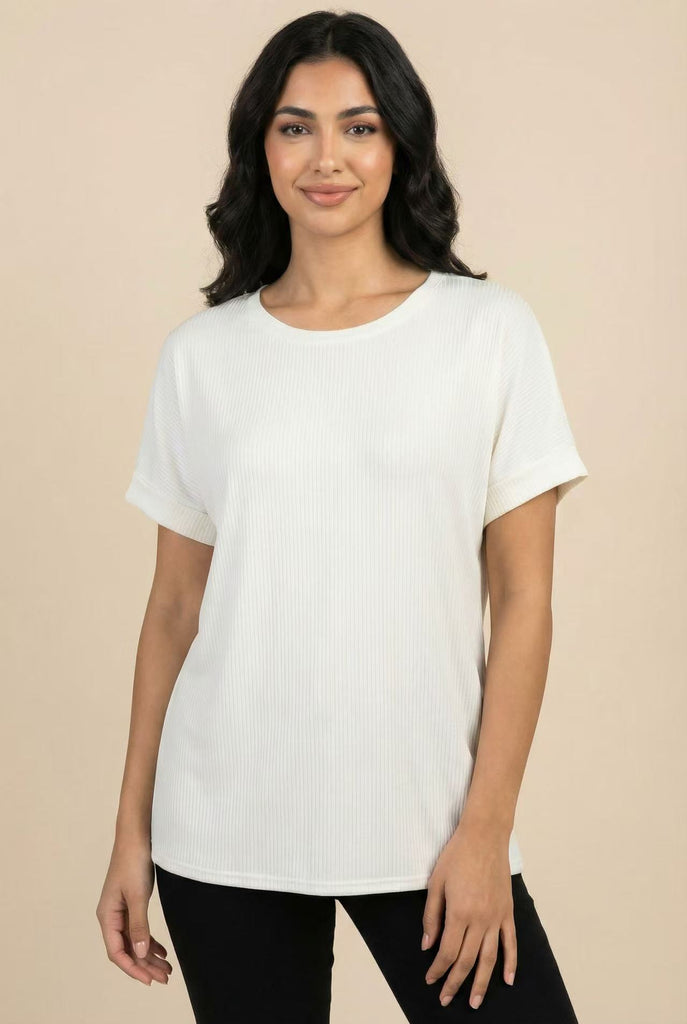 The Ribbed Dolman Sleeve Relaxed Tee (Multi-Color Options)