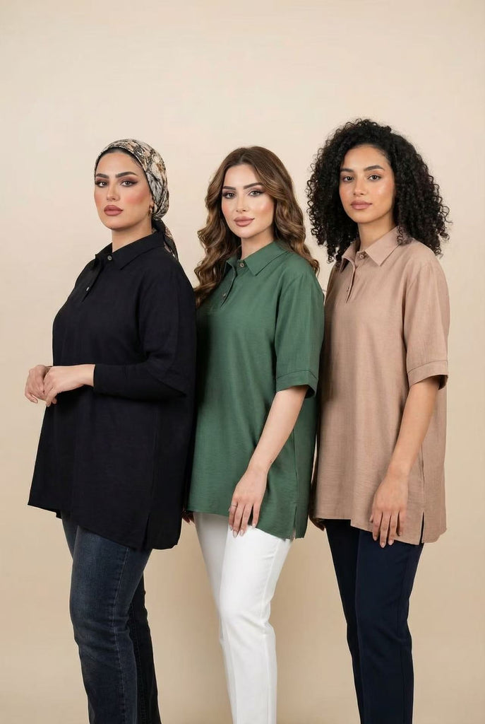 Linen-Blend Polo Shirt (Multiple Colors Available)
