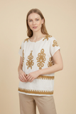 Ethnic Motif Embroidered Blouse (4 Color Options)