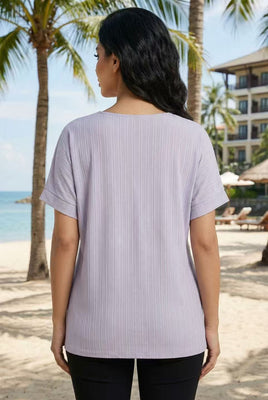 The Delicate Rhinestone Vertical Stripe Crew Neck Tee (Multi-Color Options)