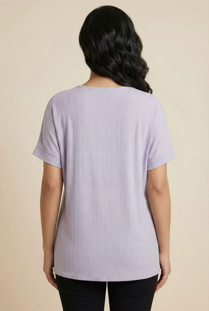 The Delicate Rhinestone Vertical Stripe Crew Neck Tee (Multi-Color Options)