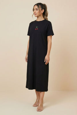 Embroidered Detail Short-Sleeve T-Shirt Dress (Multiple Styles Available)