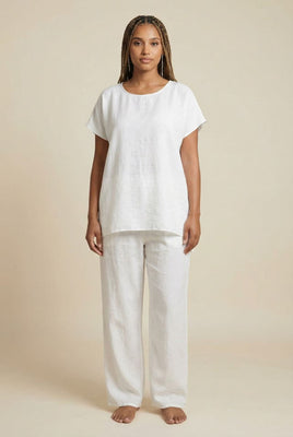 Linen-Blend Modest Loungewear Set (Multiple Color Options)