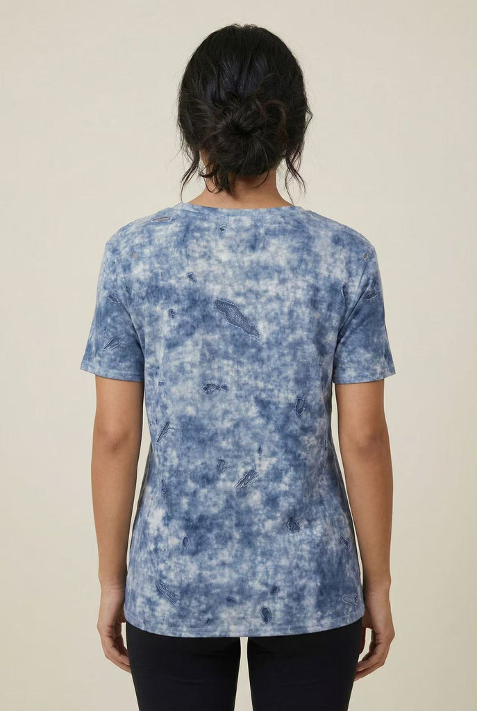 Tie-Dye Distressed Short-Sleeve Tee (Multiple Color Options)