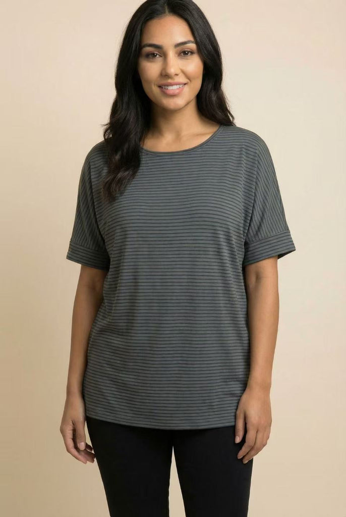 The Tonal Stripe Easy-Fit Crew Neck Tee (Multi-Color Options)