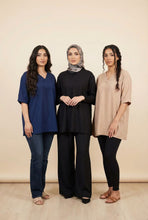 Load image into Gallery viewer, V-Neck Elbow-Sleeve Linen-Blend Top (Multiple Colors Available)