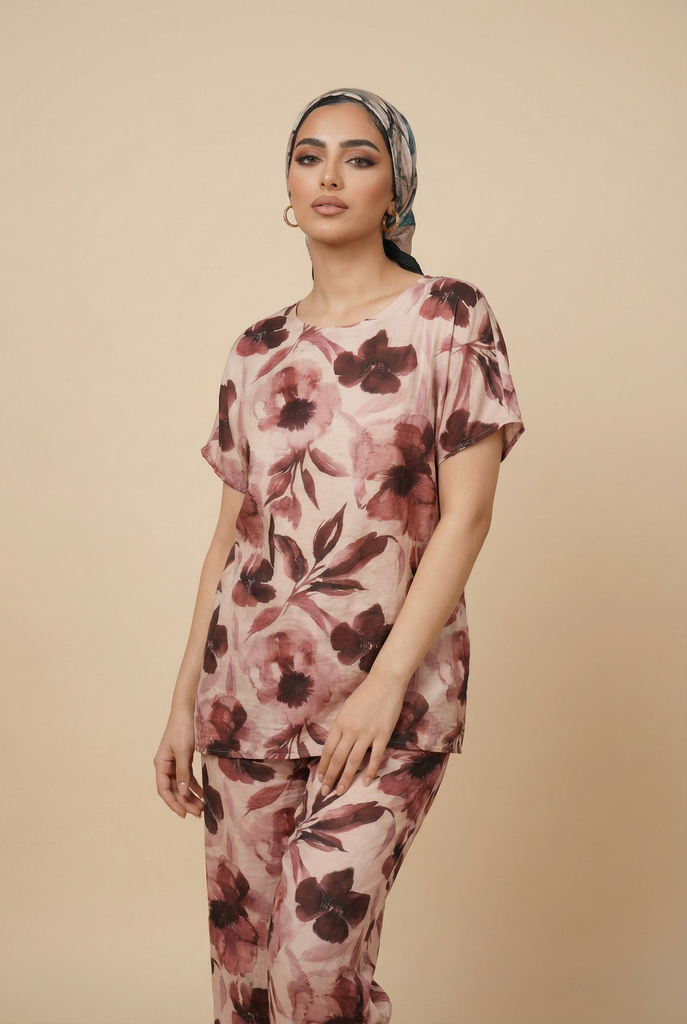 Watercolor Floral Plus-Size Loungewear Set