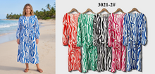 Load image into Gallery viewer, Round Neck Leaf Print Belted Midi Dress (Multi-Color Options)