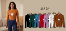 Load image into Gallery viewer, Crew Neck Ribbed Knit Top with Embroidered Motif (Multi-Color &amp; Multi-Pattern Options)
