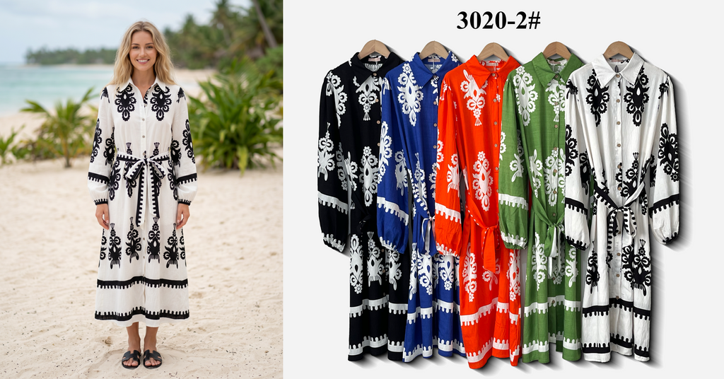 Belted Floral Print Shirt Midi Dress (3 Print Patterns & Multi-Color Options)