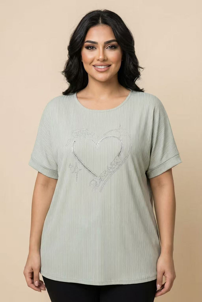 The Rhinestone Embellished Ribbed Dolman Tee (Multi-Color Options)