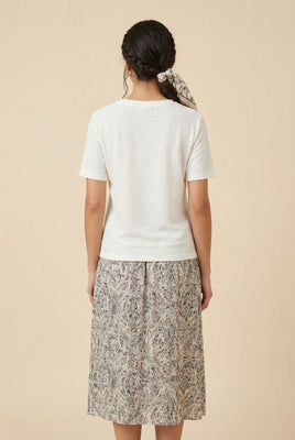 Textured Bow & Text Print Short-Sleeve Tee (Multiple Color Options)