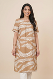 Fern-Print Modest Tunic Dress(4 Color Options)