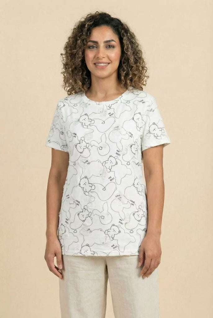The Playful Bear & Bunny Allover Print Tee