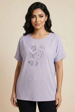 Load image into Gallery viewer, The Delicate Rhinestone Vertical Stripe Crew Neck Tee (Multi-Color Options)