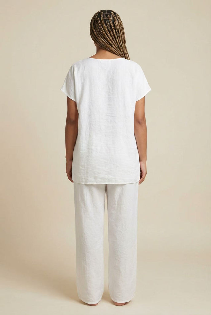 Linen-Blend Modest Loungewear Set (Multiple Color Options)