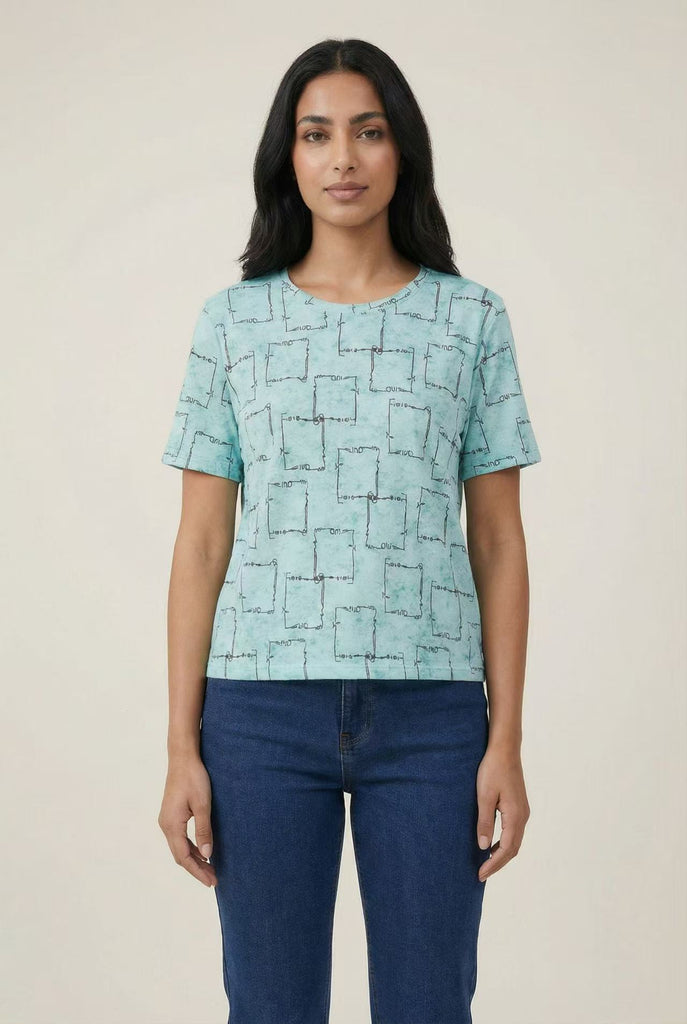 Geo-Line Print Short-Sleeve Tee (Multiple Color Options)