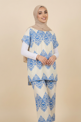 Ikat-Pattern Modest Loungewear Set (4 Color Options)