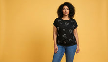 Load image into Gallery viewer, Diamond Swirl-Heart Embellished Relaxed Tee (4 Color Options)