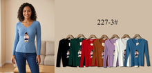 Load image into Gallery viewer, Scallop V-Neck Ribbed Knit Top (Multi-Color &amp; Multi-Pattern Options)