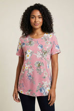 Load image into Gallery viewer, Curved Hem Floral Print Short-Sleeve Tee
