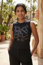 Load image into Gallery viewer, Sleeveless Cropped Rhinestone Ribbed Top