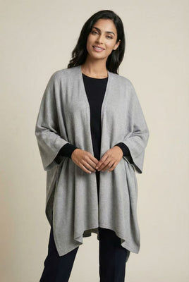 Open Front Knit Ruana Wrap (Multiple Colors Available)