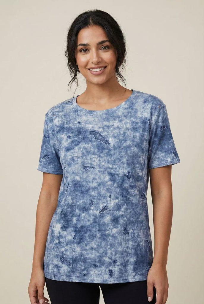 Tie-Dye Distressed Short-Sleeve Tee (Multiple Color Options)