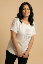 Load image into Gallery viewer, Rhinestone &amp; Lace-Appliqué Short-Sleeve Tee