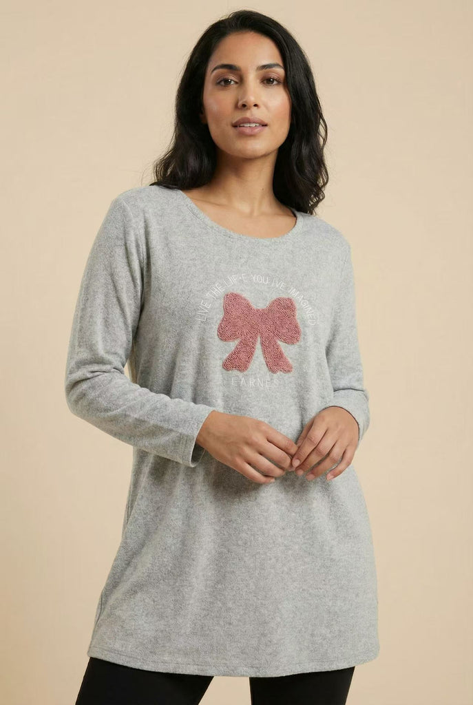 The Textured Pink Bow Longline Tunic (Multi-Color Options)