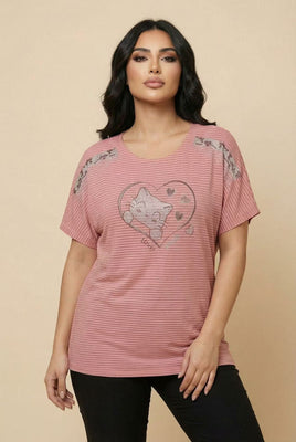 The Rhinestone-Embellished Striped Dolman Tee (Multi-Color Options)