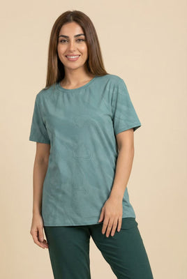 Heart-Embossed Short-Sleeve Tee (Multiple Color Options)