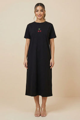Embroidered Detail Short-Sleeve T-Shirt Dress (Multiple Styles Available)
