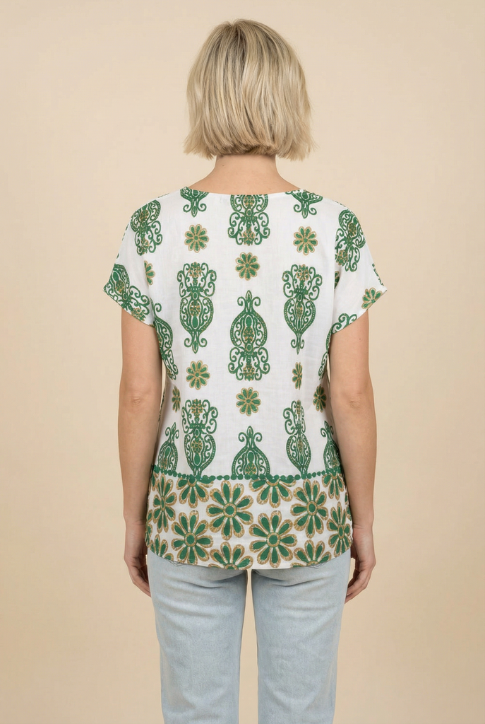 Bohemian Motif Relaxed Blouse (4 Color Options)