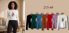 Load image into Gallery viewer, Crew Neck Ribbed Knit Top with Embroidered Motif (Multi-Color &amp; Multi-Pattern Options)