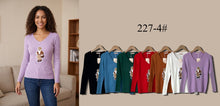 Load image into Gallery viewer, Scallop V-Neck Ribbed Knit Top (Multi-Color &amp; Multi-Pattern Options)
