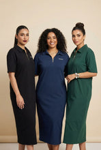 Load image into Gallery viewer, Half-Zip Polo Neck Midi Dress (Multiple Colors Available)