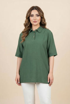 Linen-Blend Polo Shirt (Multiple Colors Available)