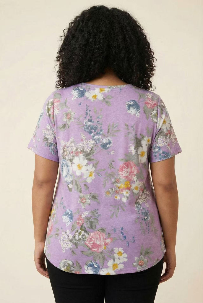 Curved Hem Printed Short-Sleeve Tee