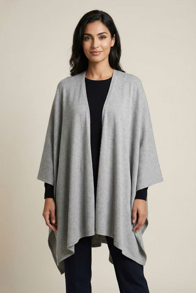 Open Front Knit Ruana Wrap (Multiple Colors Available)