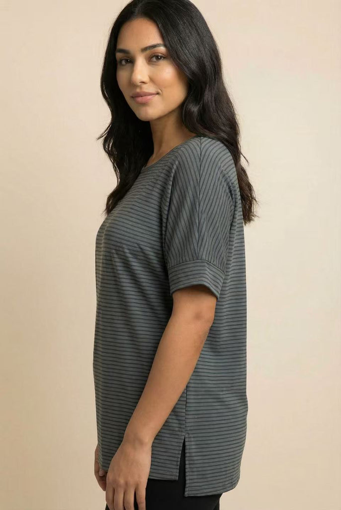The Tonal Stripe Easy-Fit Crew Neck Tee (Multi-Color Options)